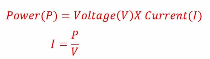 Calculation of Amps with Watts and Volts