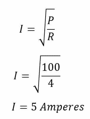 solved problem on Calculation of Amps with Watts and Resistance