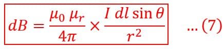 Biot savart law equation 