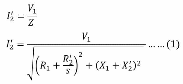 formula of rotor current referred to the stator