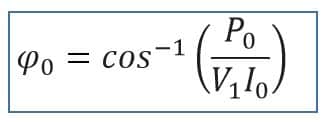 phase angle formula of induction motor at no load