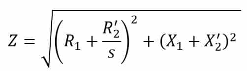 formula for total impedance of induction motor