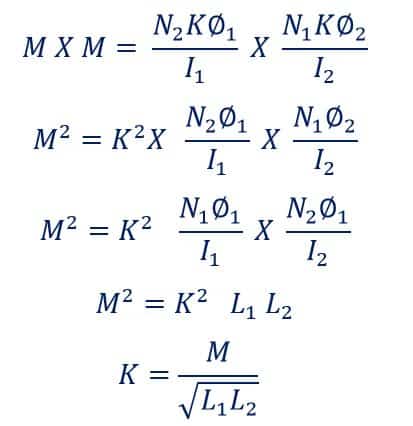 formula derivation of coefficient of coupling(k) 