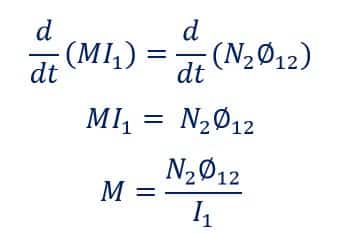mathematical expression of mutual inductance