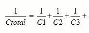 formula of  total capacitance of capacitors connected in the series