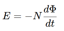 standard mathematical formual of faradays law of electromagnetic induction taking lenzs law