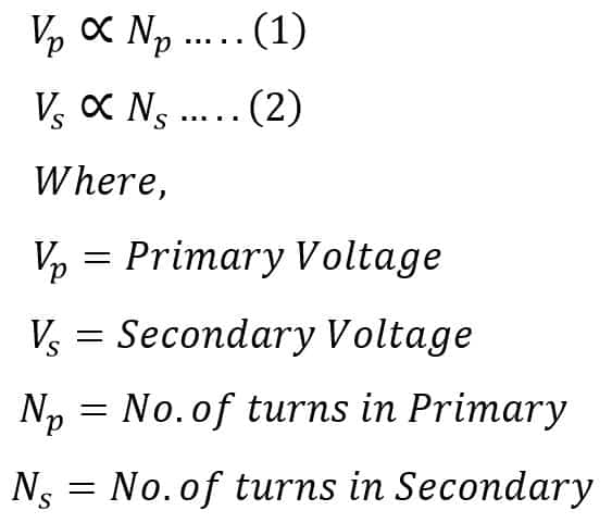 derivation of transformer voltage ratio