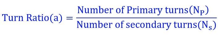 formula of turn ratio- considering number of turns