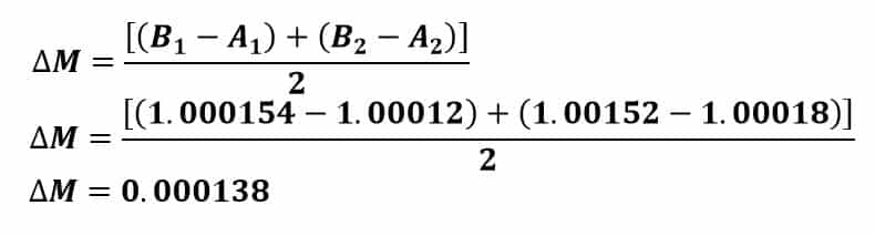 calculation of difference in weight by the ABBA method