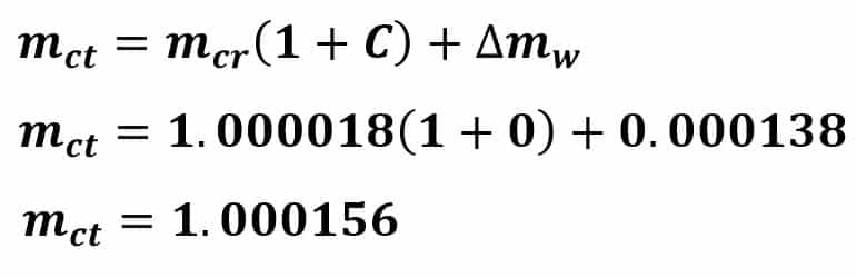 calculation of conventional mass of test weight