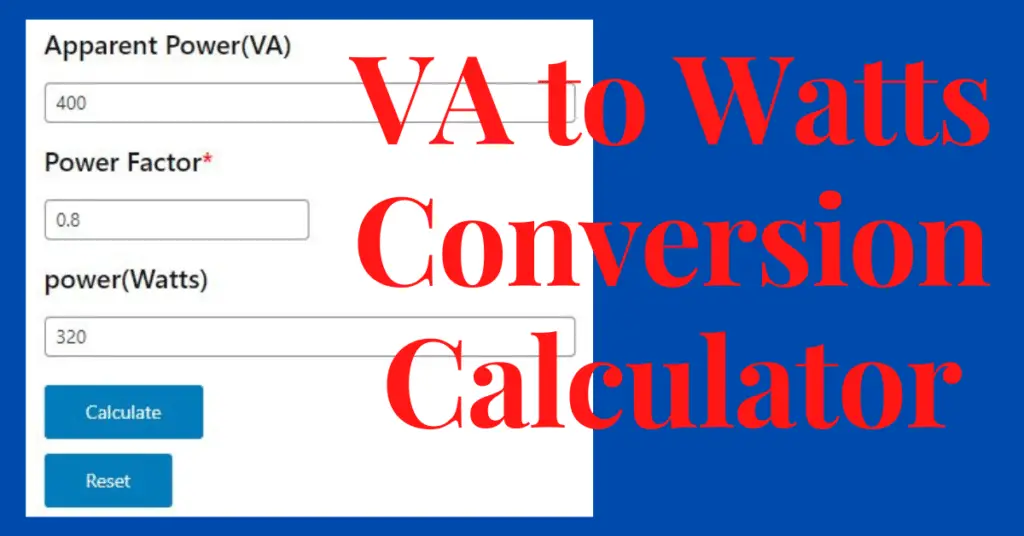 VA to Watts Conversion Calculator & Motor Power Chart