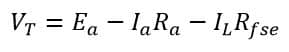 Voltage across the load terminals of a short shunt generator