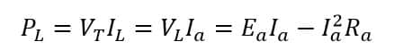 power delivered to the load by separately excited dc generator 