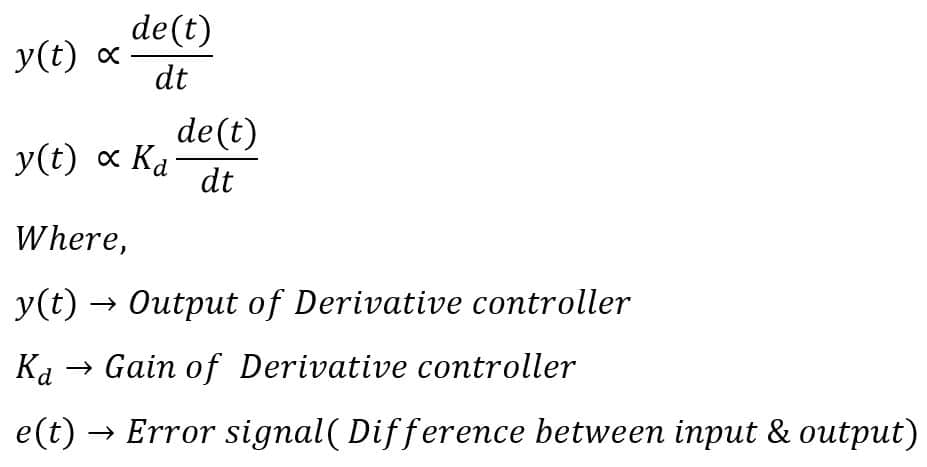  equation of Derivative controller 