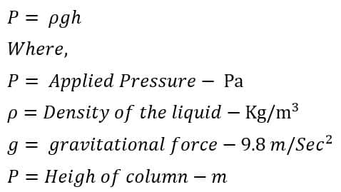 applied pressure formula in manometer