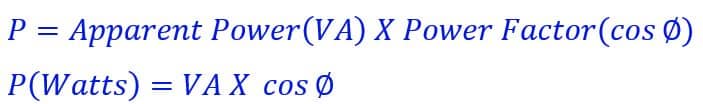 Va to watt conversion formula