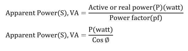 watts to va formula