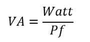 watts to va conversion formula