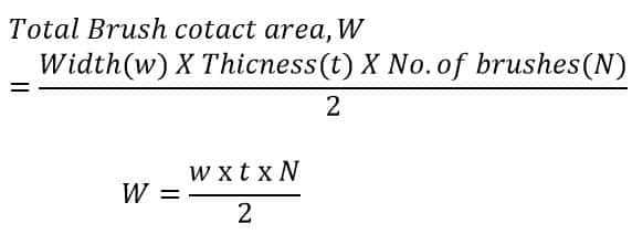 current carrying capacity of carbon brush - brush contact area formula