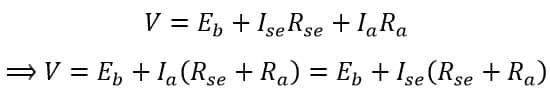 Voltage equation of the DC series motor