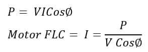 formula for Full Load Current Calculation of a Single-phase Motor