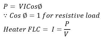 formula of Full Load Current Calculation of a Single-phase Heater