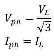 phase voltage and phase current for star connected load