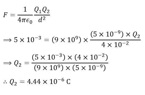 Numerical Example 2 on coulomb's law