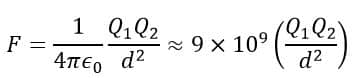 formula of coulomb's law  in vacuum