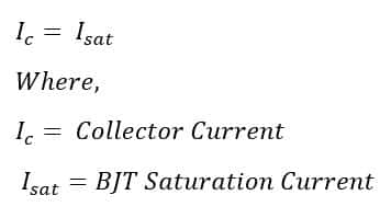 formula of collector current in saturation region of BJT