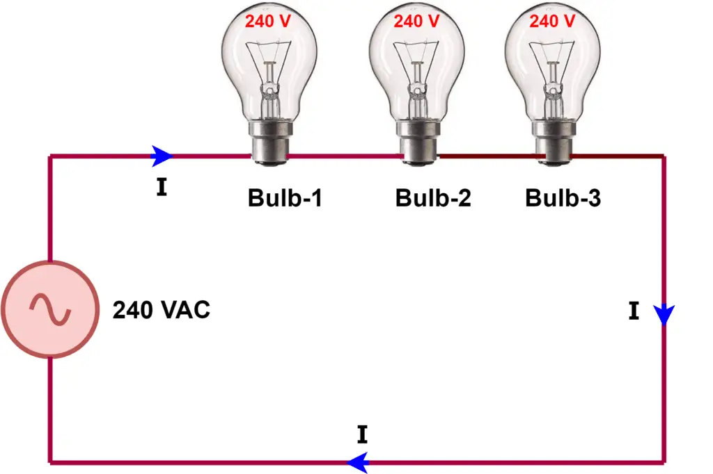 diagrams of bulbs connected in the series 