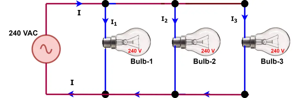 diagram of bulbs connected in the parallel circuit