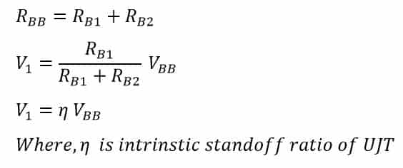 mathematical expression for voltage across RB1 of UJT