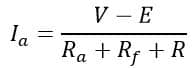 starting armature current when starter used