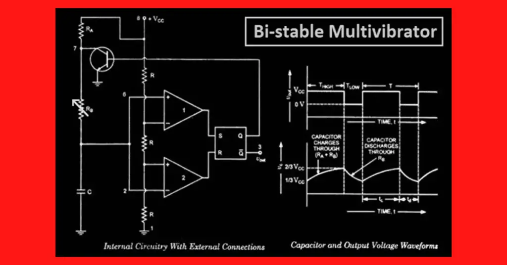 Bistable Multivibrator Using 555 Timer explained