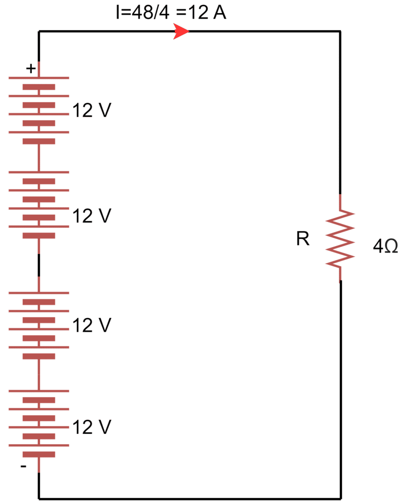 electric circuit with 48 volts battery voltage