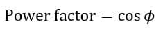 cos phi power factor formula