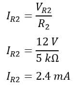 current through resistor R2 in the parallel circuit