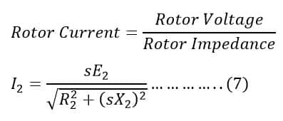 Induction motor rotor current formula