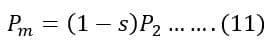 formula of mechanical output of induction motor