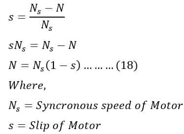 formula for slip of induction motor