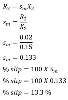 solved problem slip of induction motor at maximum torque 