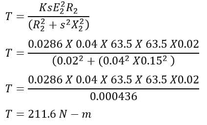 solved problem  Full load torque if full load slip is 4 %.