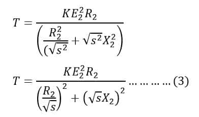 detailed form of torque equation of the induction motor