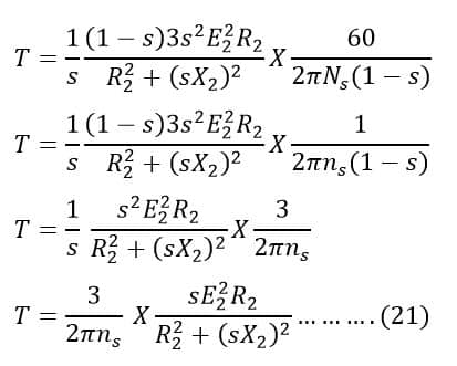 torque formula derivation of induction motor