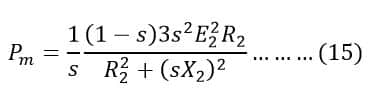 formula of mechanical output in induction motor running condition