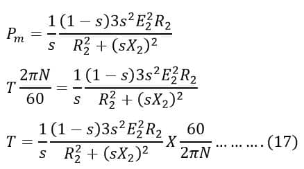 formula for mechanical output of induction motor  considering slip, and speed of the induction motor