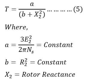 formula for maximum torque of induction motor at start