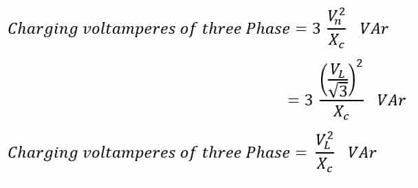 formula of Charging voltamperes in terms of line voltage