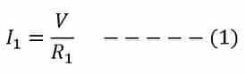 Current through resistance R1 in parallel circuit